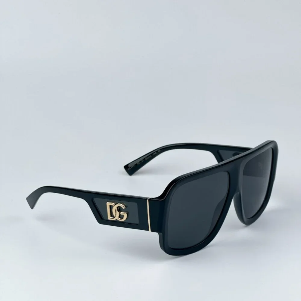 D&G DG4401 501/87 BRAND NEW Sunglasses Black Dark Grey Square Unisex